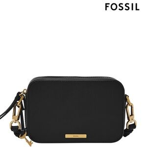 NWT Fossil Bryce Leather Crossbody Bag Small Black